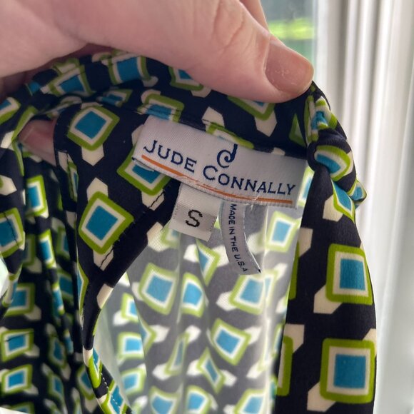 NWOT Jude Connally Dress Green Geometric Sleeveless Stretch Knit Sheath S - Picture 6 of 13